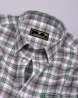 Rynox Green With Gray Twill Check Dobby Cotton Shirt