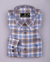 Rynox Blue With Cream Twill Check Dobby Cotton Shirt
