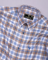 Rynox Blue With Cream Twill Check Dobby Cotton Shirt