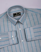 Bogota Green With Gray Stripe Linen Cotton Shirt