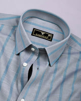 Bogota Green With Gray Stripe Linen Cotton Shirt