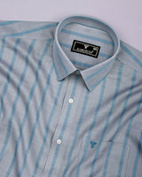 Bogota Green With Gray Stripe Linen Cotton Shirt