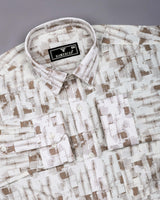 Averix Brown Shadow Dobby Textured Cotton Shirt