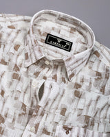 Averix Brown Shadow Dobby Textured Cotton Shirt