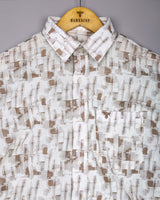 Averix Brown Shadow Dobby Textured Cotton Shirt