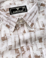 Averix Brown Shadow Dobby Textured Cotton Shirt