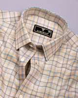 Medellin Cream With Blue Check Amsler Cotton Shirt