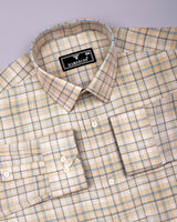 Medellin Cream With Blue Check Amsler Cotton Shirt