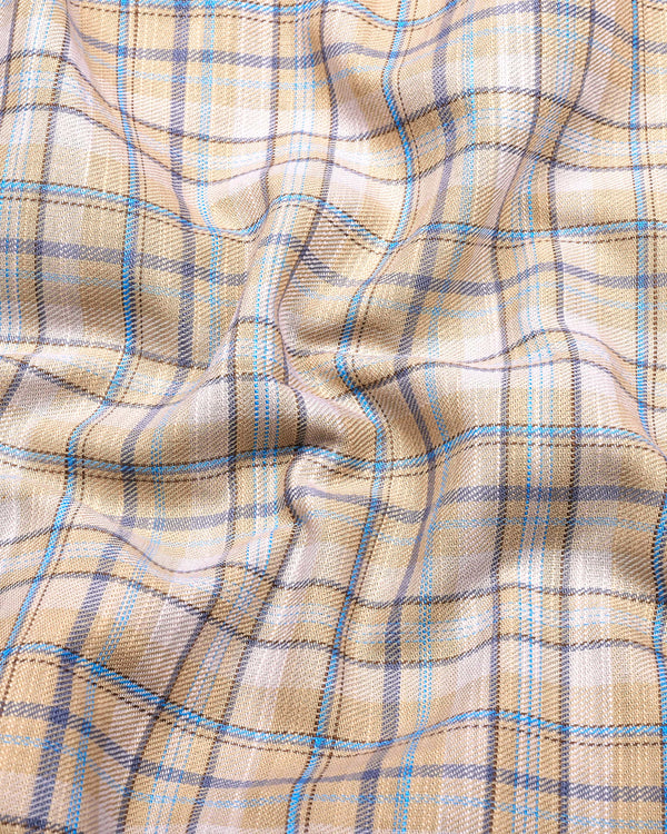 Medellin Cream With Blue Check Amsler Cotton Shirt