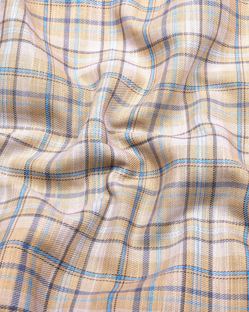 Medellin Cream With Blue Check Amsler Cotton Shirt