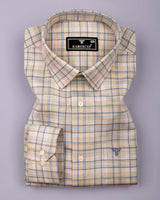 Medellin Cream With Blue Check Amsler Cotton Shirt