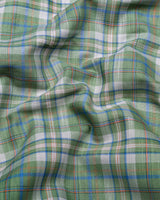 Medellin Green With Blue Check Amsler Cotton Shirt