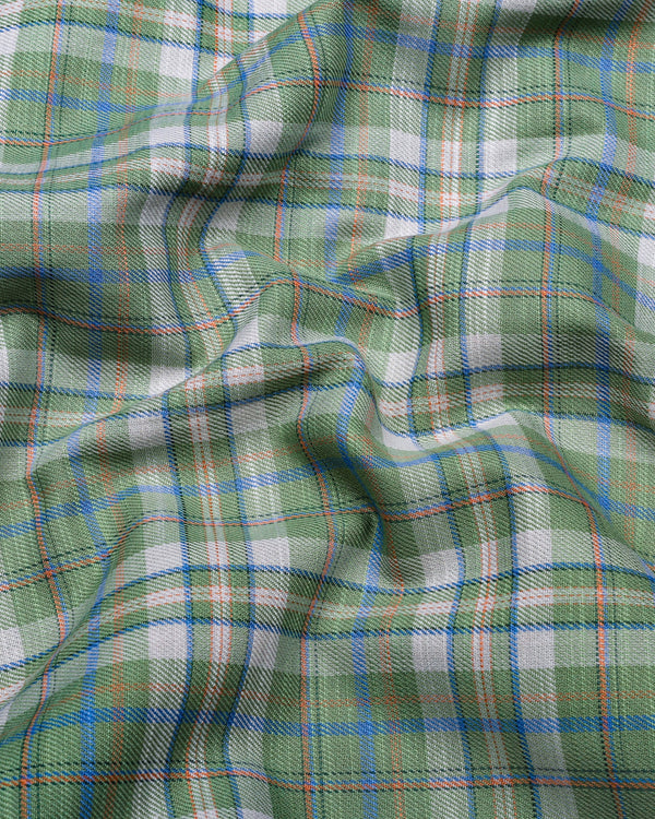 Medellin Green With Blue Check Amsler Cotton Shirt