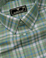 Medellin Green With Blue Check Amsler Cotton Shirt