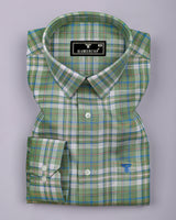 Medellin Green With Blue Check Amsler Cotton Shirt