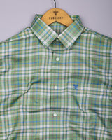 Medellin Green With Blue Check Amsler Cotton Shirt