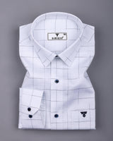 Seyron White With Blue Check Premium Gizza Shirt