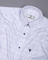 Seyron White With Blue Check Premium Gizza Shirt