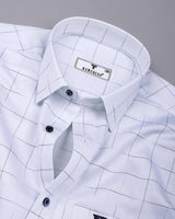 Seyron White With Blue Check Premium Gizza Shirt