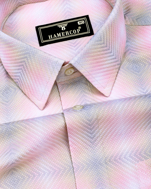 Lurean Pink With Multicolor Shades Premium Giza Shirt