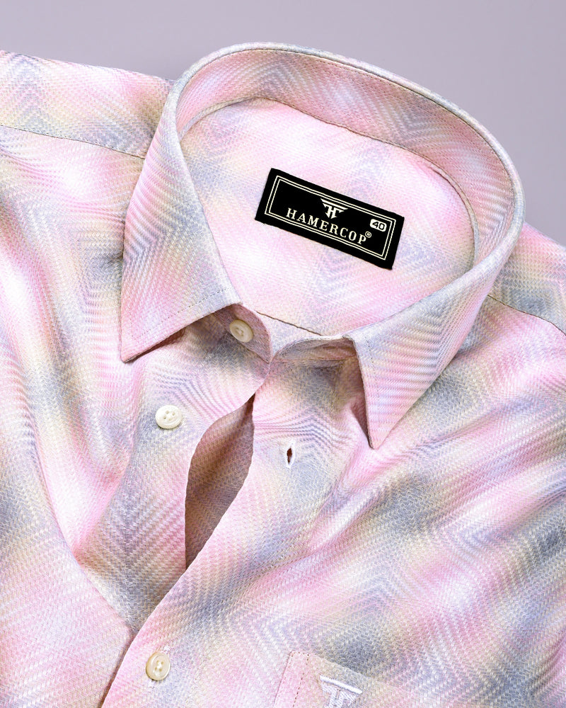 Lurean Pink With Multicolor Shades Premium Giza Shirt