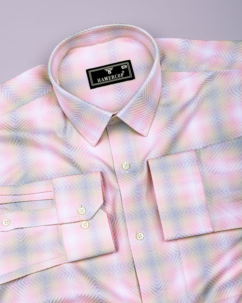 Lurean Pink With Multicolor Shades Premium Giza Shirt