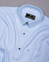 Verbal Blue With White Dobby Stripe Cotton Shirt