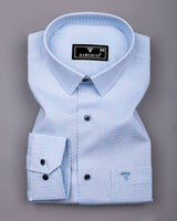Verbal Blue With White Dobby Stripe Cotton Shirt