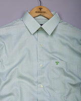 Verbal Green With White Dobby Stripe Cotton Shirt