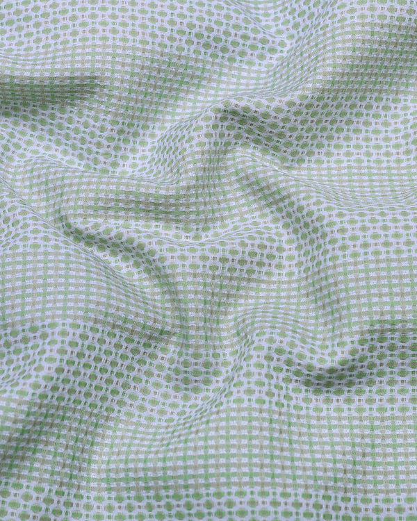 Verbal Green With White Dobby Stripe Cotton Shirt