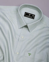 Verbal Green With White Dobby Stripe Cotton Shirt