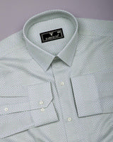 Verbal Green With White Dobby Stripe Cotton Shirt