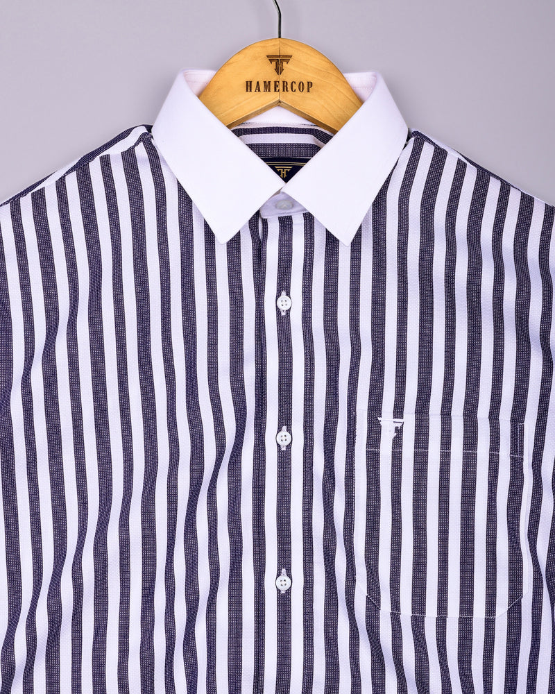 Trion Blue With White Stripe Dobby Designer Shirt