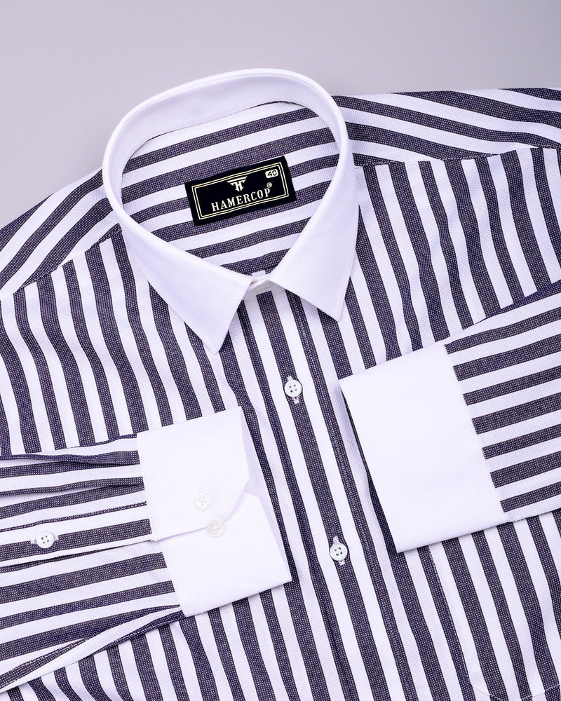Trion Blue With White Stripe Dobby Designer Shirt