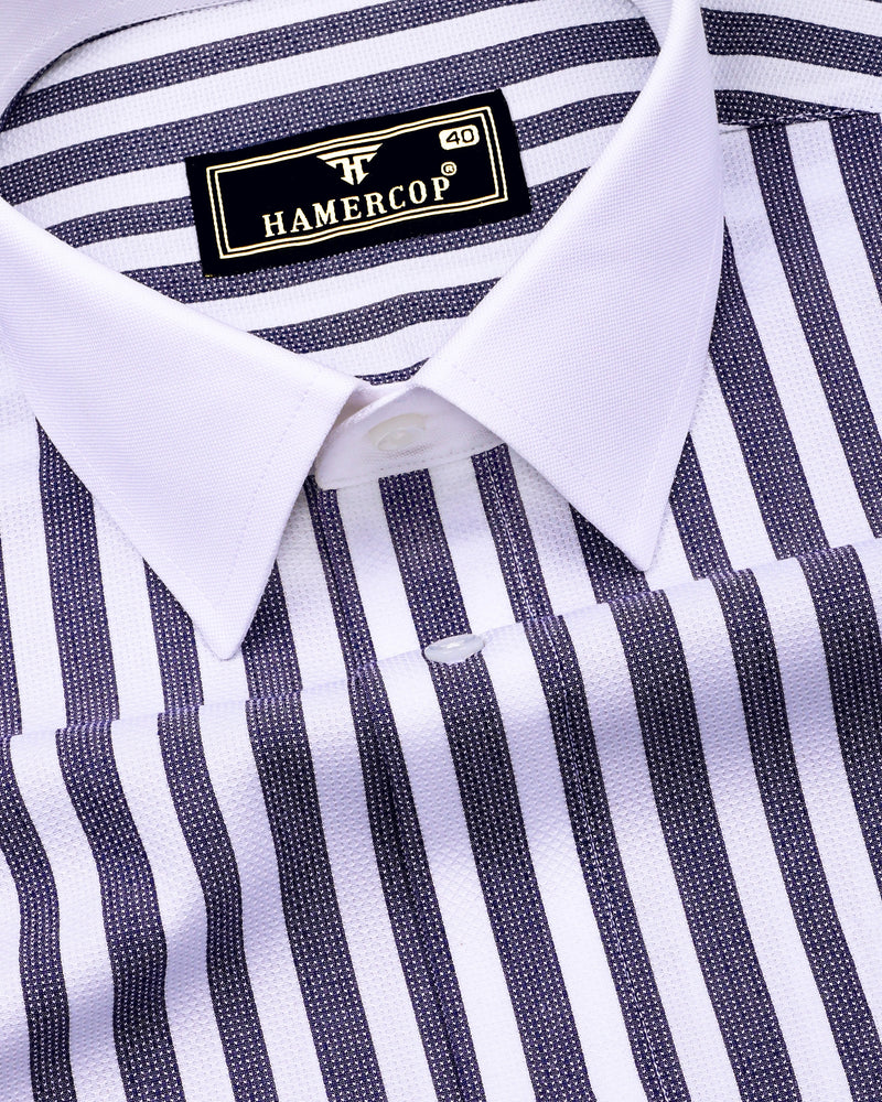 Trion Blue With White Stripe Dobby Designer Shirt