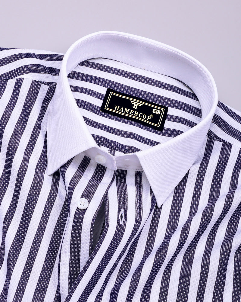 Trion Blue With White Stripe Dobby Designer Shirt