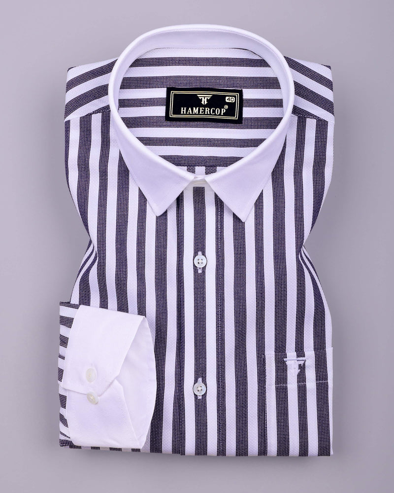 Trion Blue With White Stripe Dobby Designer Shirt