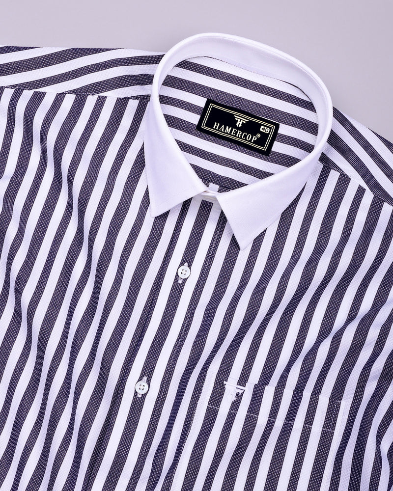 Trion Blue With White Stripe Dobby Designer Shirt