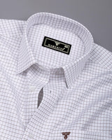 Milora White With Brown Check Premium Giza Shirt