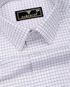 Milora White With Brown Check Premium Giza Shirt