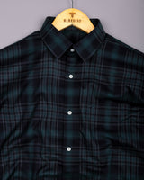 Sycra Green With Blue Dobby Check Cotton Shirt