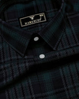 Sycra Green With Blue Dobby Check Cotton Shirt