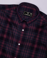 Sycra Beet Red With Blue Dobby Check Cotton Shirt