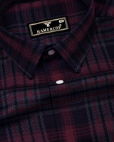 Sycra Beet Red With Blue Dobby Check Cotton Shirt