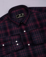 Sycra Beet Red With Blue Dobby Check Cotton Shirt