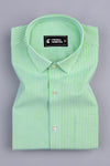 Lime green and white oxford stripe shirt
