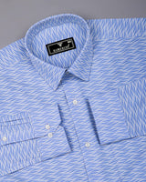 Albania SkyBlue Printed Seersucker Dobby Cotton Shirt