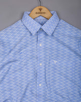 Albania SkyBlue Printed Seersucker Dobby Cotton Shirt