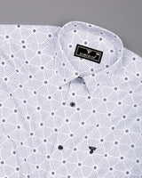 Velmor White With Black Printed Cotton Shirt
