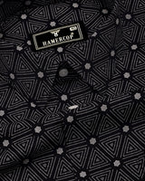 Velmor Black With White Printed Cotton Shirt
